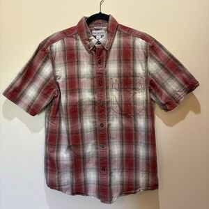 Carhartt Relaxed-Fit Button-Front Plaid Shirt Medium Short‎ Sleeve Pocket